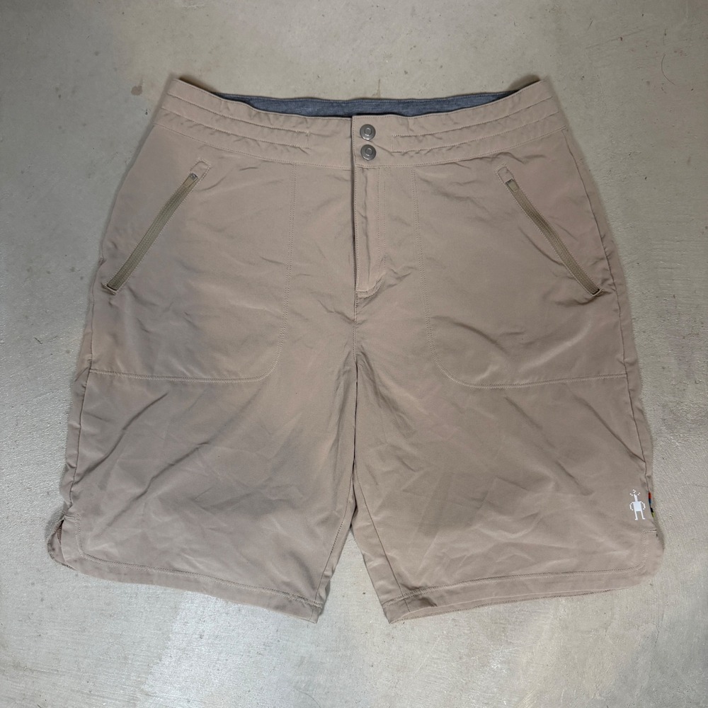 Smartwool Mens Tan Hiking Shorts Size Medium Khaki Outdoor Performance Active
